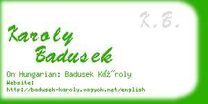 karoly badusek business card
